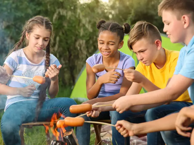 Children around a campfire
